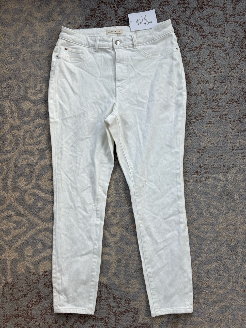 Warp + Weft MXP High Rise Skinny Jeans White Optic Sample NWT Prototype 14